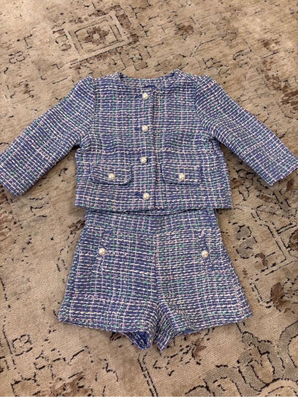 Cute and classy Janie and Jack Lavender Tweed Pearl-Button Jacket and shorts